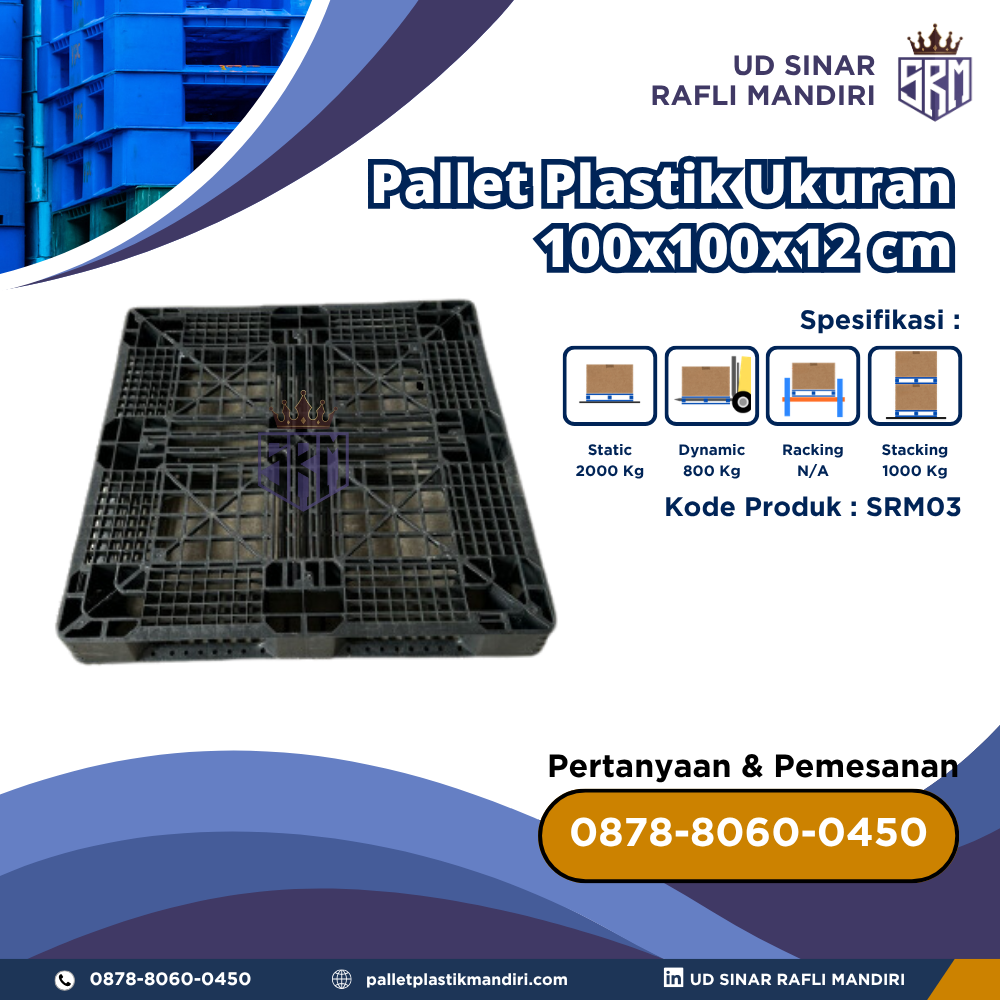 Pallet Plastik Bekas/Baru Ukuran 100x100x12 cm - SRM03