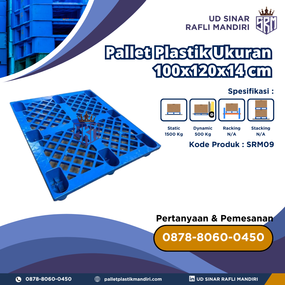 Pallet Plastik Bekas/Baru Ukuran 100x120x14 cm - SRM09