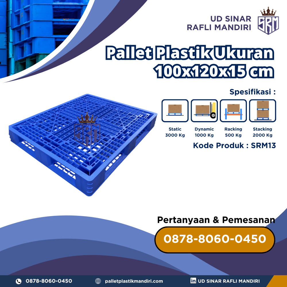 Pallet Plastik Bekas/Baru Ukuran 100x120x15 cm - SRM13