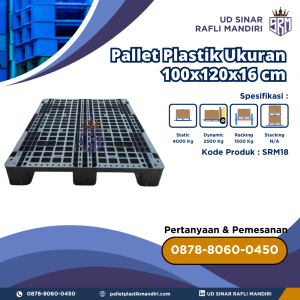 Pallet Plastik Bekas/Baru Ukuran 100x120x16 cm - SRM18