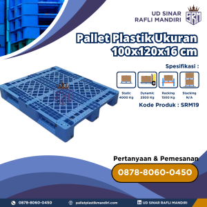Pallet Plastik Bekas/Baru Ukuran 100x120x16 cm - SRM19