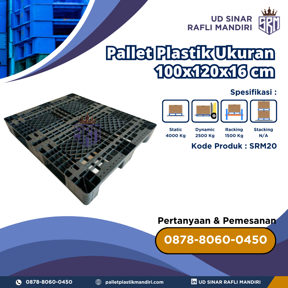 Pallet Plastik Bekas/Baru Ukuran 100x120x16 cm - SRM20