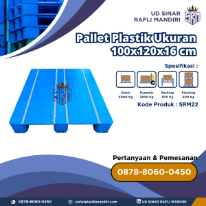 Pallet Plastik Bekas/Baru Ukuran 100x120x16 cm - SRM22