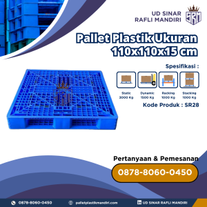 Pallet Plastik Bekas/Baru Ukuran 110x110x15 cm - SRM28