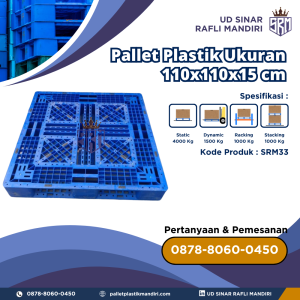 Pallet Plastik Bekas/Baru Ukuran 110x110x15 cm - SRM33
