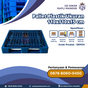 Pallet Plastik Bekas/Baru Ukuran 110x110x15 cm - SRM34