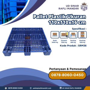 Pallet Plastik Bekas/Baru Ukuran 110x110x16 cm - SRM36