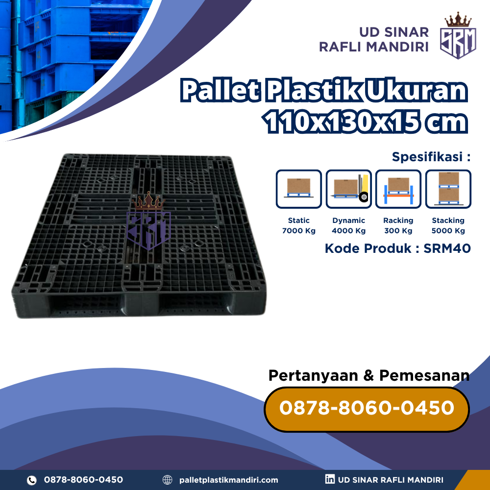 Pallet Plastik Bekas/Baru Ukuran 110x130x15 cm - SRM40