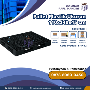 Pallet Plastik Bekas/Baru Ukuran 110x140x15 cm - SRM42