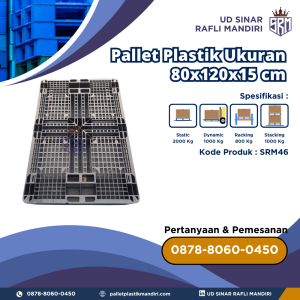 Pallet Plastik Bekas/Baru Ukuran 80x120x15 cm - SRM46