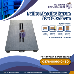 Pallet Plastik Bekas/Baru Ukuran 80x120x15 cm - SRM47