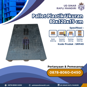 Pallet Plastik Bekas/Baru Ukuran 80x120x15 cm - SRM49